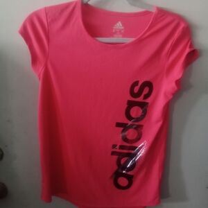 Adidas Pink Graphic Cap Sleeve Tee
